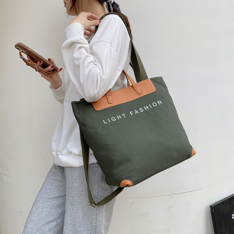 New 2021 Korean-style single-shoulder canvas bag for women, Japanese-style crossbody bag, large-capacity canvas single-shoulder bag Specification image