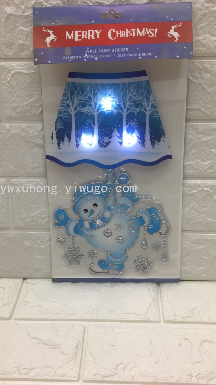 In-stock LED wall lamp stickers with switches, cartoon silver embossed Santa Claus, bedside decorative wall lamp stickers for children's rooms Item Picture