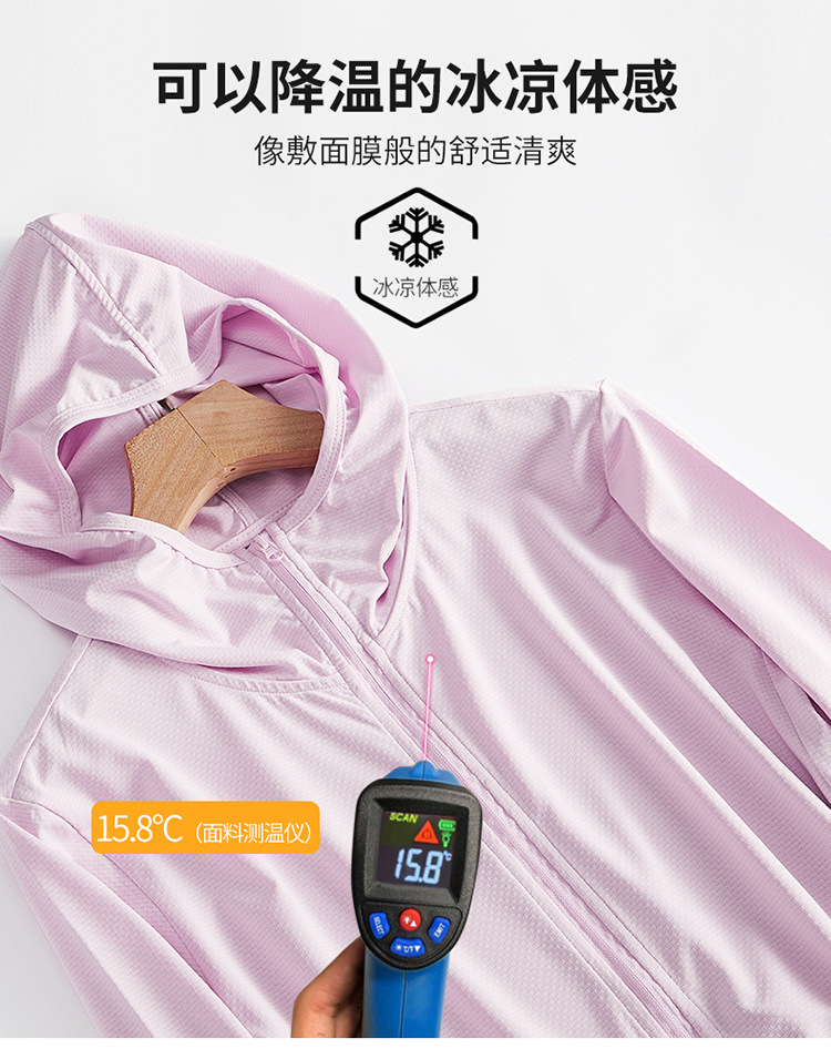 UPF50+ Sun-protective clothing for women, UV protection, breathable ice silk long-sleeved sun-protective clothing for men, thin 2020 new skin clothing for summer Specification image