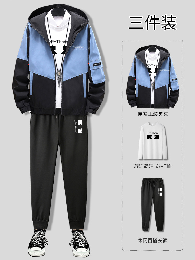 New Spring and autumn season men's three-piece jacket set 2021 Korean version youth suit men's factory direct sales, trendy for teenagers