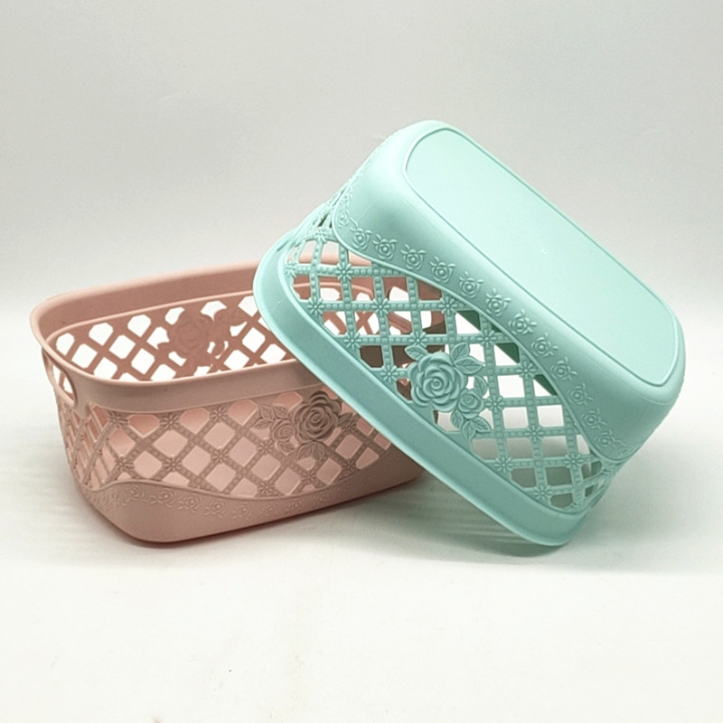 Sunshine Department Store's plastic storage basket, desktop storage basket, innovative hollowed-out flower storage frame, and multi-functional storage basket details Picture