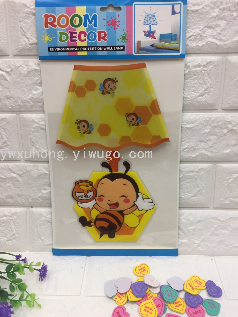 3D立体 LED灯墙贴带开关 卡通烫银圣诞老人 童房床头装饰壁灯贴