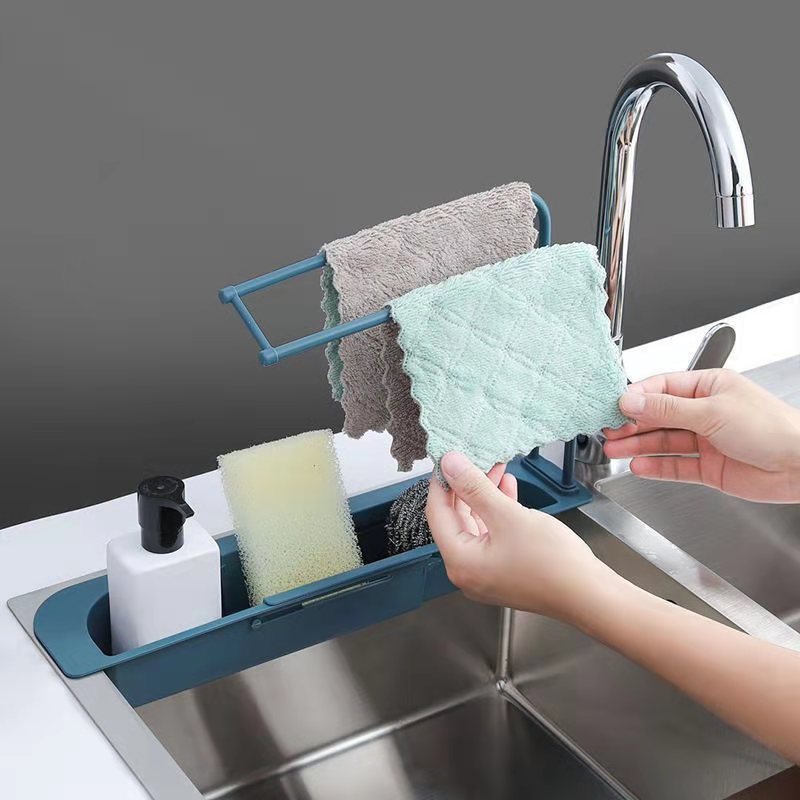 Kitchen sink drain rack sink drain basket drain sink telescopic dishcloth storage basket rack