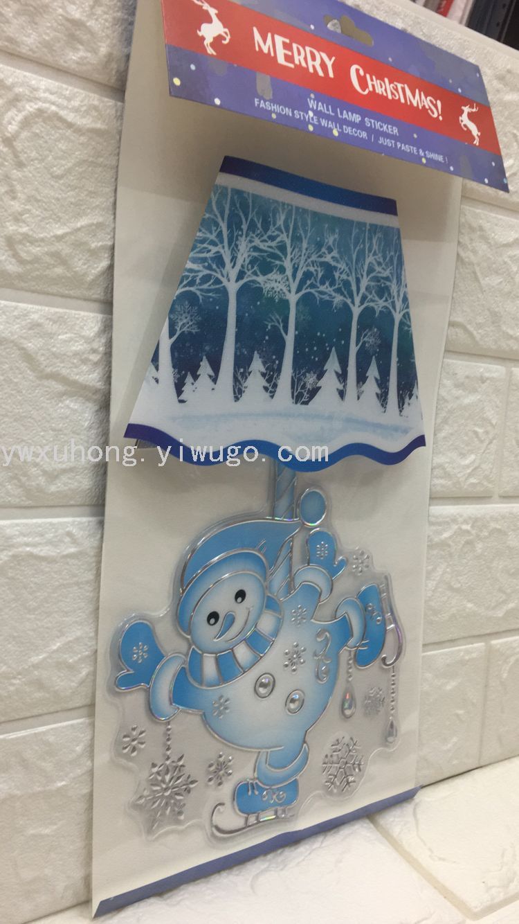 In-stock LED wall lamp stickers with switches, cartoon silver embossed Santa Claus, bedside decorative wall lamp stickers for children's rooms Application Scenario