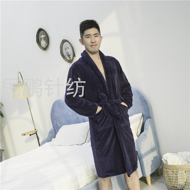 Minpeng's 2023 new styles of bathrobes, couple pajamas, women's thick flannel long morning and bathrobes for autumn and winter, and men's coral fleece home wear for spring and autumn