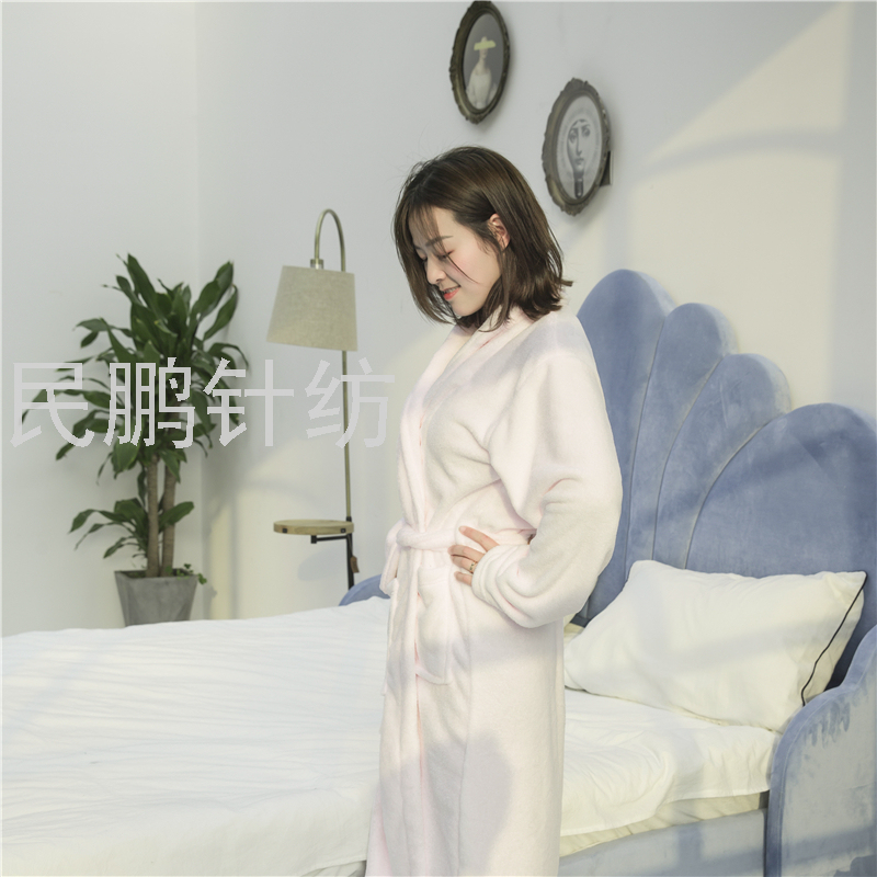 Minpeng's 2023 new styles of bathrobes, couple pajamas, women's thick flannel long morning and bathrobes for autumn and winter, and men's coral fleece home wear for spring and autumn Specification image
