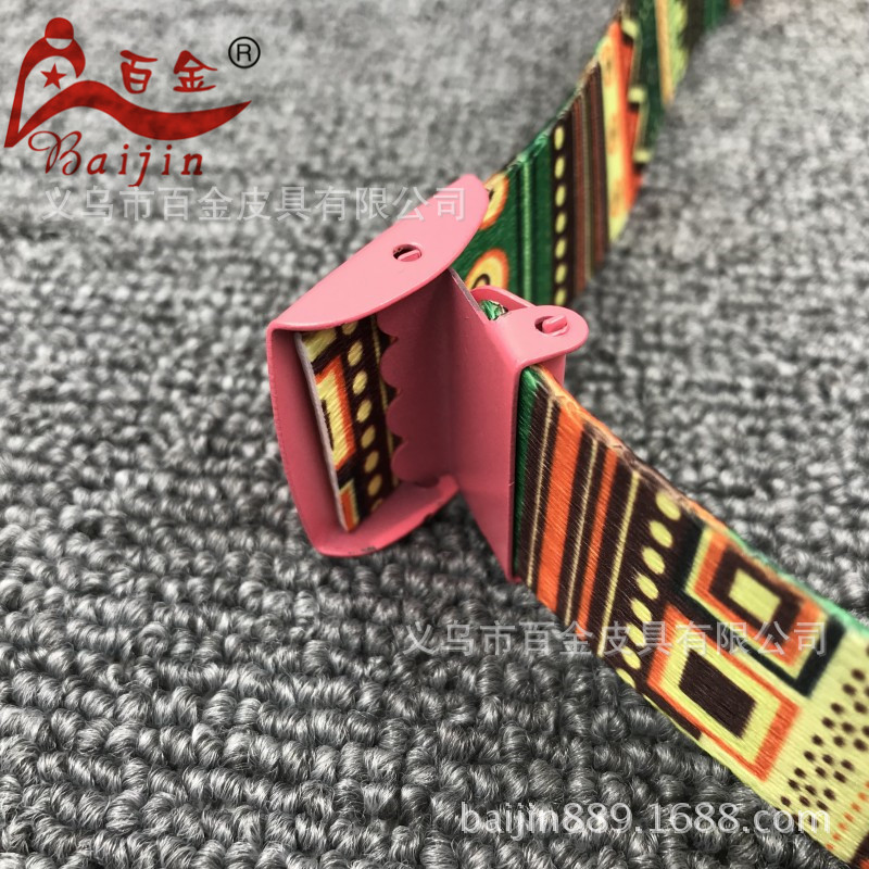 Nuevos niños estampado color caramelo cinturón estampado cuadrado aguja hebilla insertado cinturón moda casual cinturón de pantalón tejido Application Scenario
