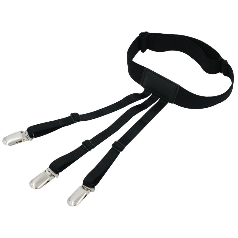 2020顺时针新款弹力松紧金属固定带 男女成人黑色6夹吊袜带