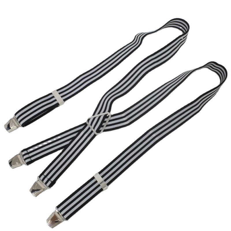 Clockwise British-style casual X-shaped shoulder strap, trendy men's 4-clip hanging belt, adult strong elastic strap Specification image