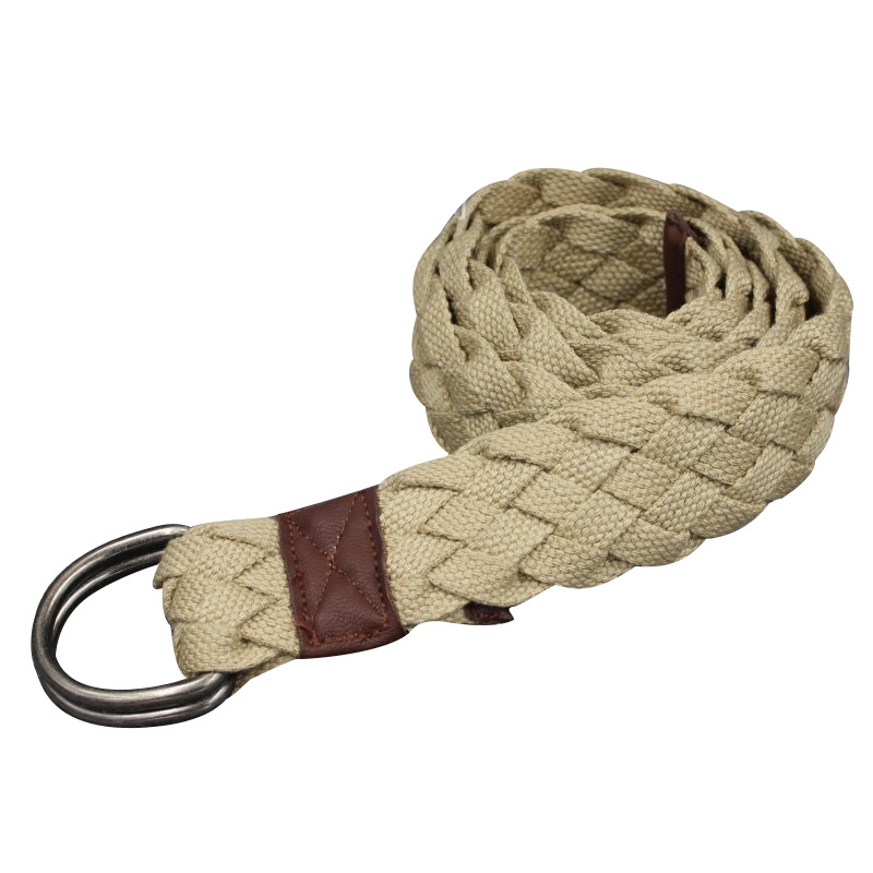 Men's and women's single-loop casual belt, thin polyester-cotton woven belt, thick D-shaped double-loop buckle elastic belt Item Picture