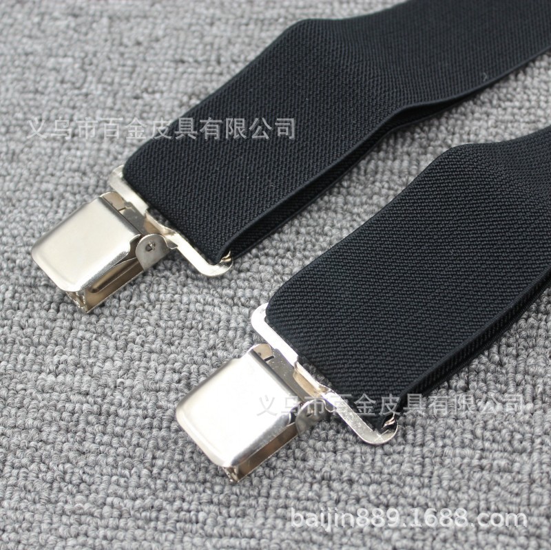 2020 New British-style black X-shaped men's shoulder strap, fashionable and casual, 4-clip elastic strap details Picture