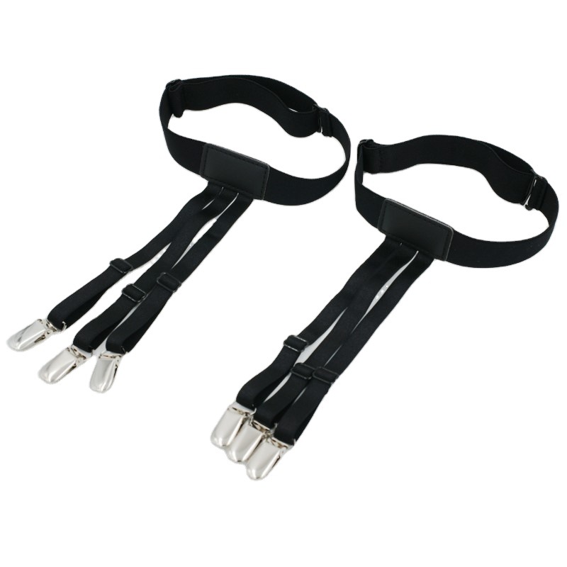 2020 New clockwise elastic elastic metal fixed strap for men and women, black 6-clip hosiery strap details Picture