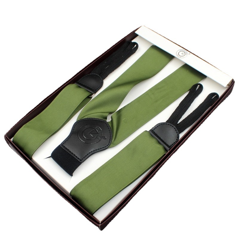 The manufacturer supplies clockwise 6-clip belt, Y-shaped polyester satin ribbon, satin shoulder strap, box-set solid color men's sling belt details Picture