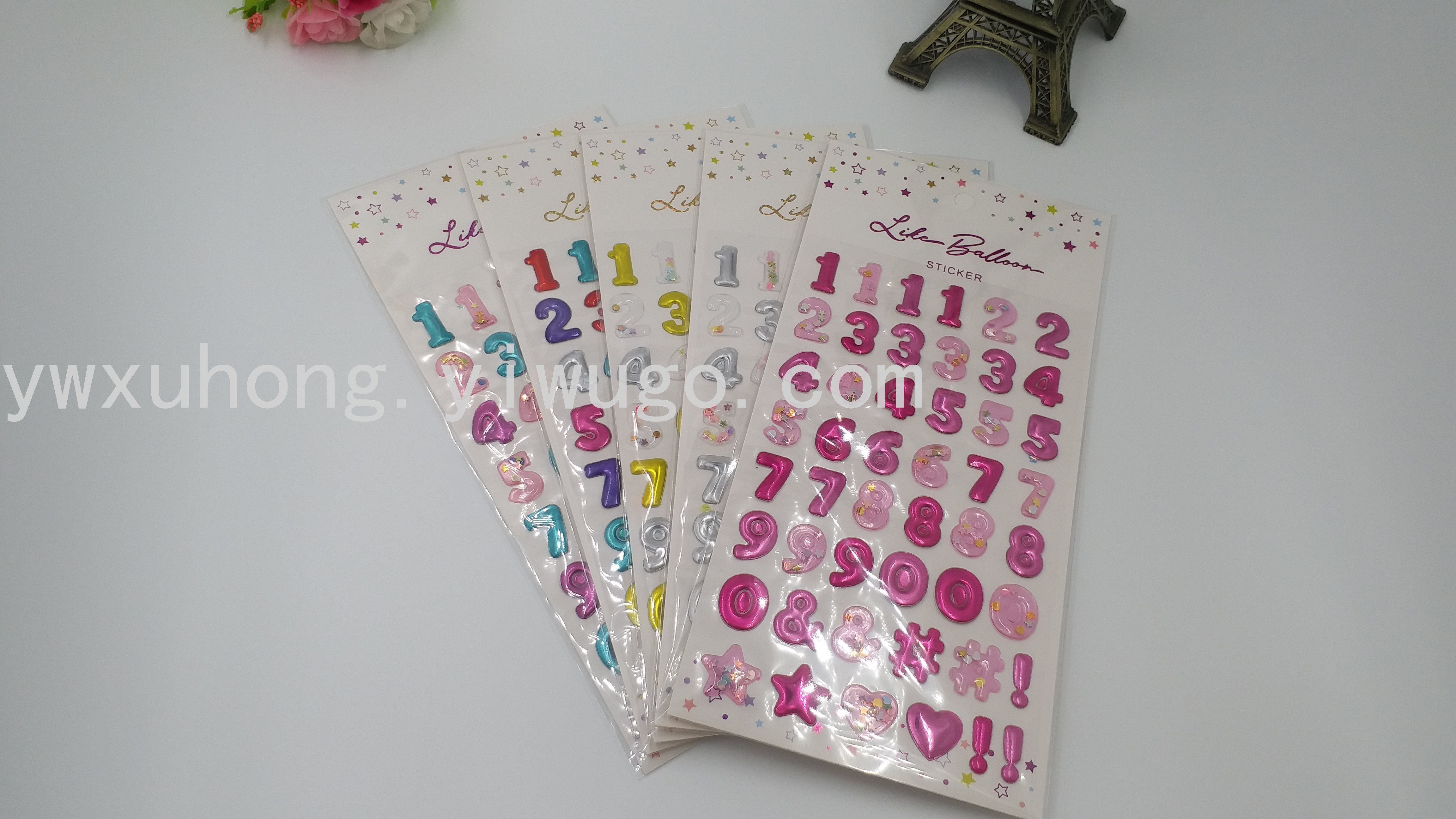 Novelty stickers, numbers, letters, gilding, rocking stickers, swing stickers, three-dimensional sequined stickers, stickers YD-C Specification image