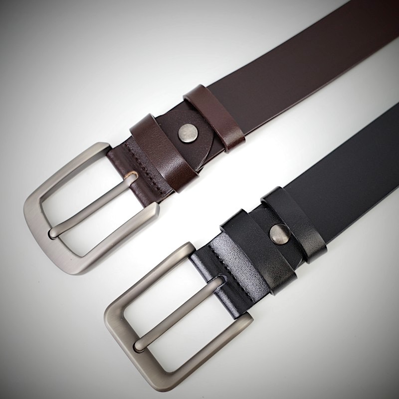 New solid-color casual and individualistic men's leather single-loop fashionable and elegant belt with needle buckle is in stock Specification image