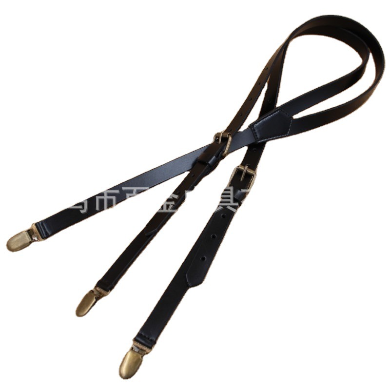 Cross-border manufacturer's 3-clip cowhide shoulder straps for men's adjustable business formal trousers, custom-made shoulder straps Application Scenario