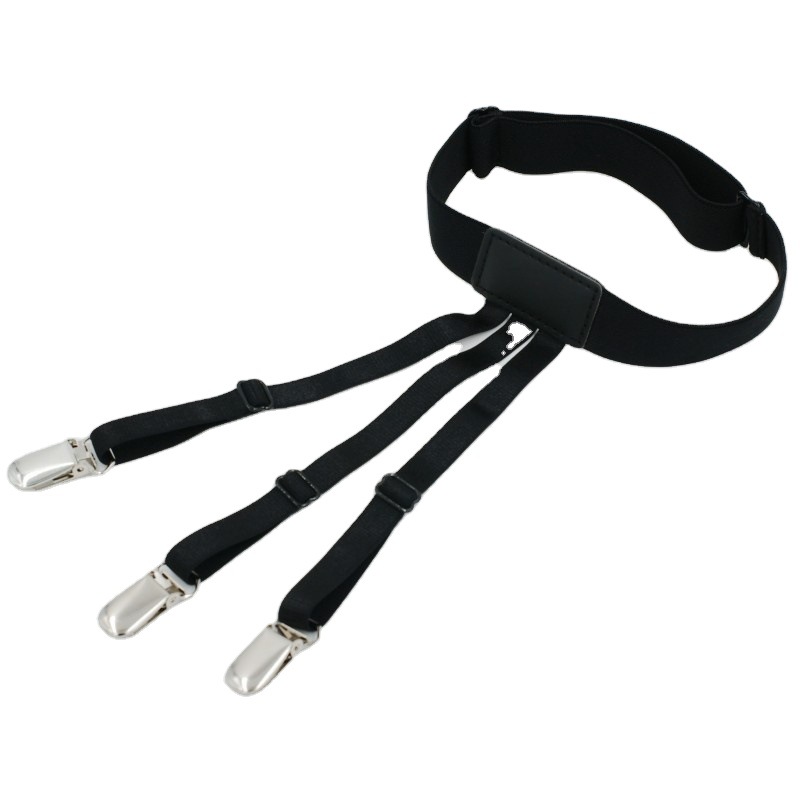 2020 New clockwise elastic elastic metal fixed strap for men and women, black 6-clip hosiery strap Item Picture