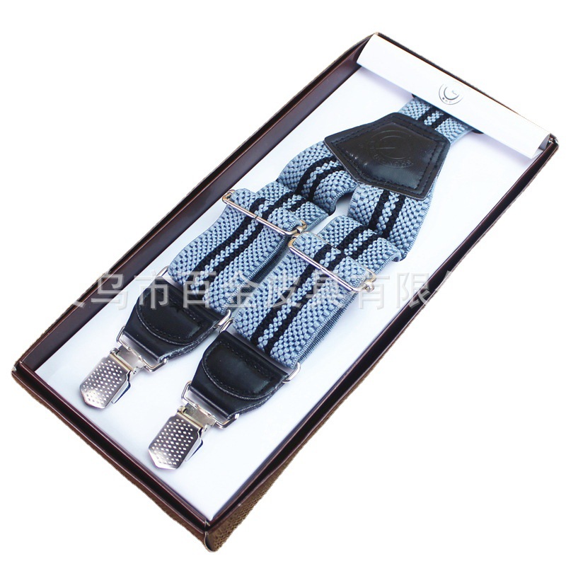 Clockwise men's elastic sling belt, high elasticity 4-clip casual adult shoulder strap clip Y shoulder strap details Picture