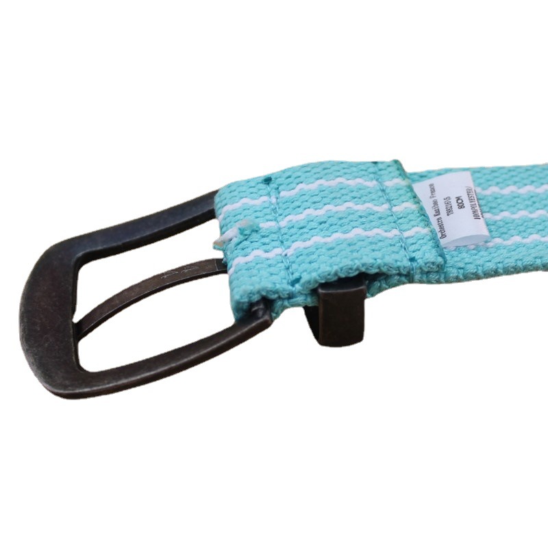 Comfortable polyester-cotton children's woven belt, fashionable and simple fine belt, pin buckle type ordinary belt Specification image