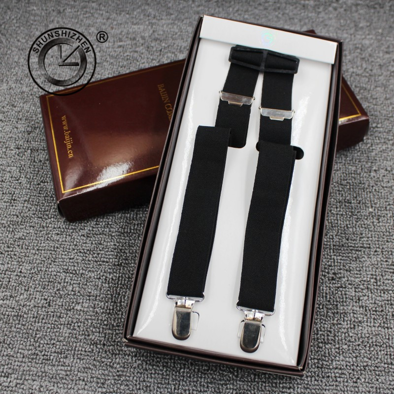 Clockwise four-clip H-shaped adult shoulder strap, elastic iron clip, sturdy and durable black shoulder strap