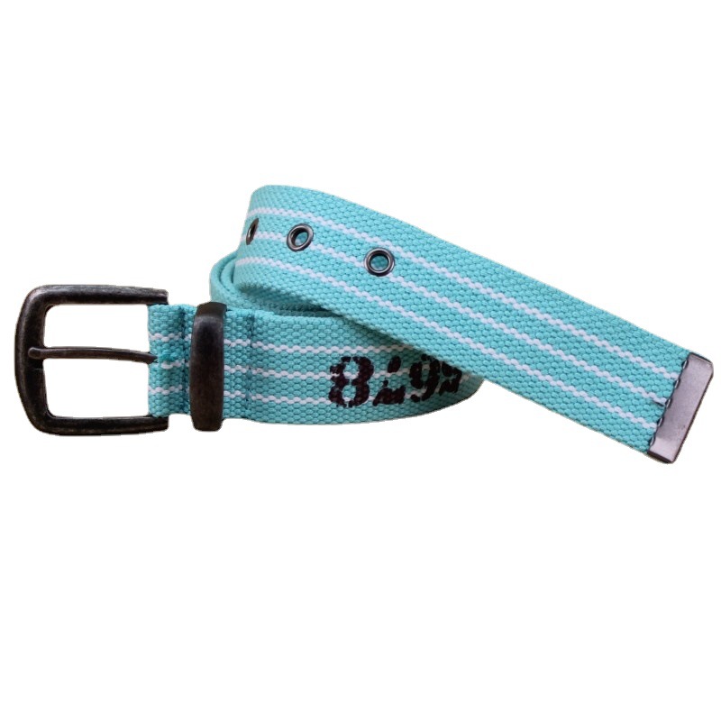 Comfortable polyester-cotton children's woven belt, fashionable and simple fine belt, pin buckle type ordinary belt Item Picture