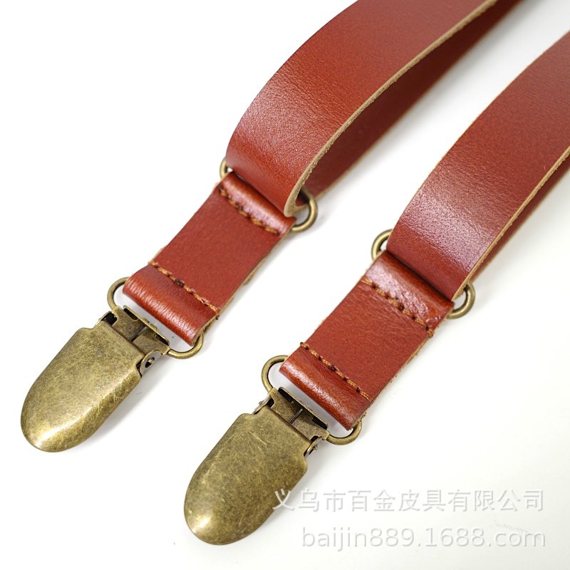 The manufacturer supplies adult clockwise men's and women's genuine leather two-layer halter belts for processing and customizing halter belts and overalls Application Scenario