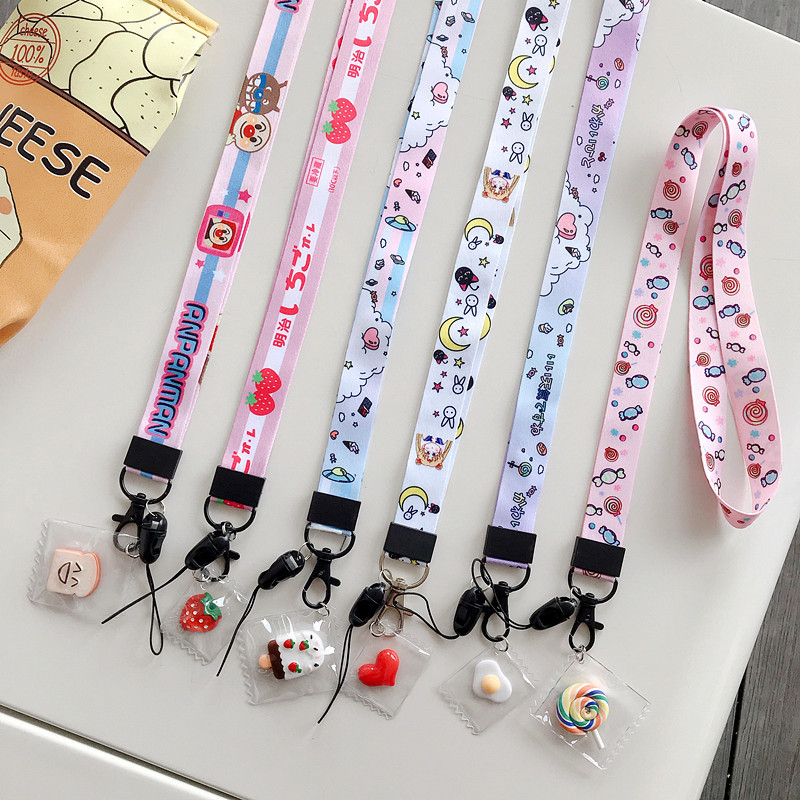 卡通手机挂绳挂脖绳子宽版涤纶带工作牌钥匙包包拉链挂饰手机吊绳