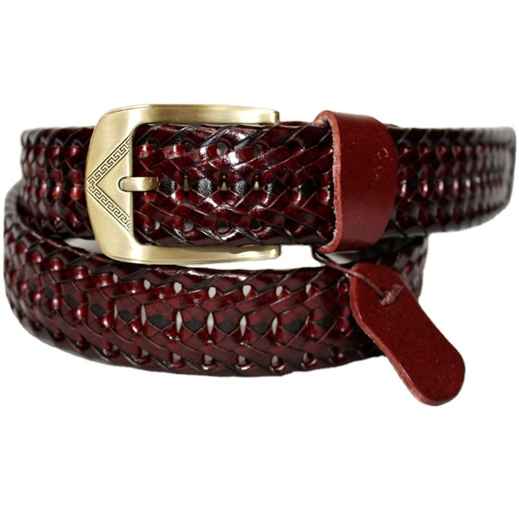 Versión coreana moda tejido metal pin hebilla cinturón nuevo estilo pareja cuadrado hebilla cinturón al aire libre pantalón cintura cintura Specification image
