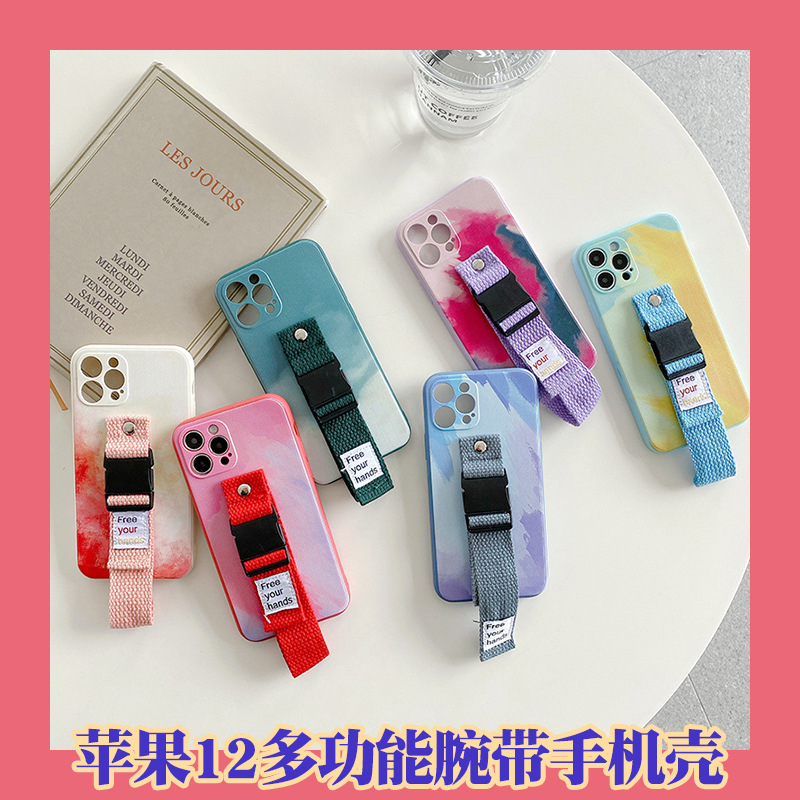 iPhone12斜跨背带手机壳腕带保护套手腕绳壳适用苹果11手机套