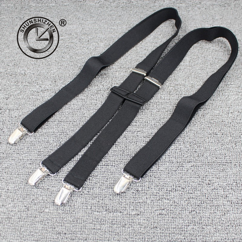 Clockwise four-clip H-shaped adult shoulder strap, elastic iron clip, sturdy and durable black shoulder strap details Picture