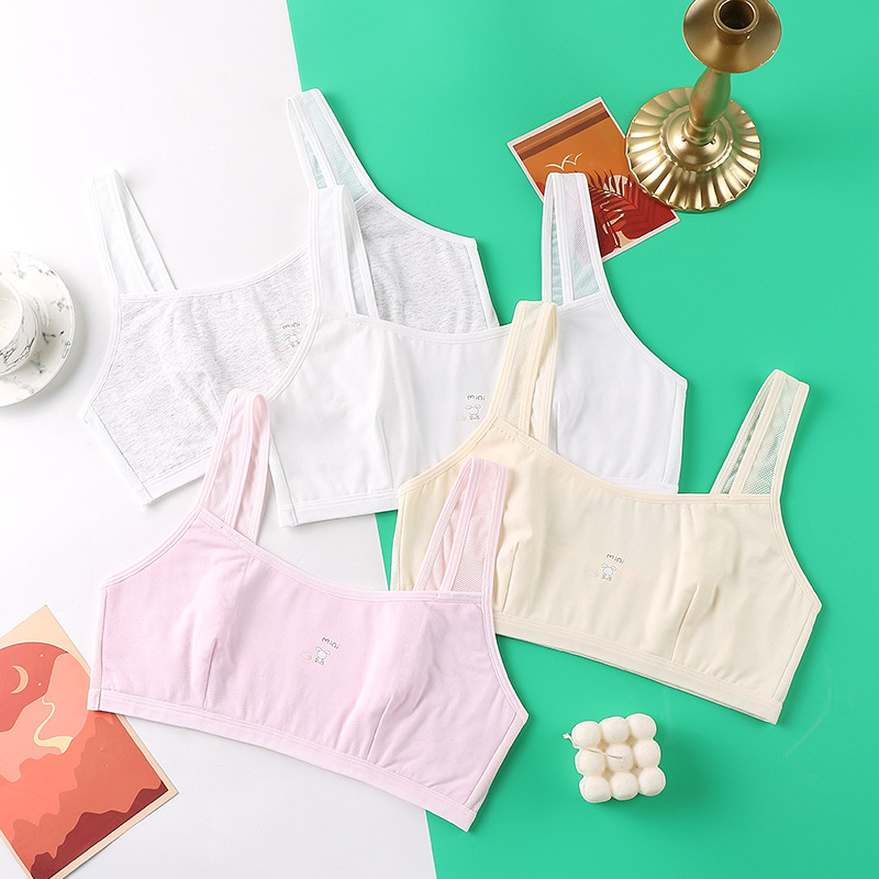 Girly vest with fixed straps Cute print sexy transparent strap Wrap Growing bra without underwire