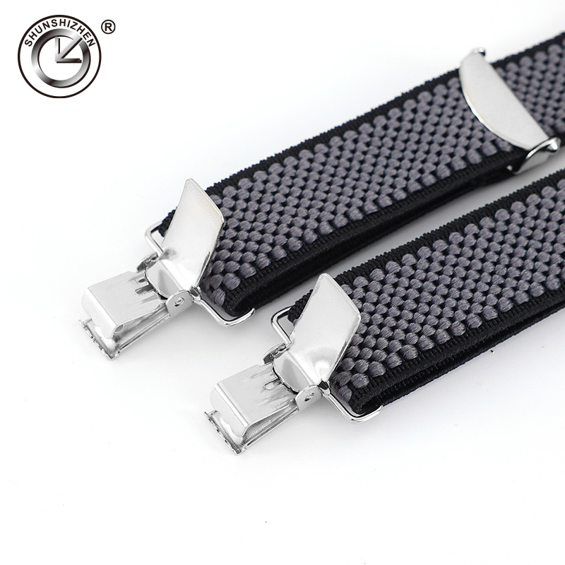Clockwise manufacturer supplies men's casual shoulder straps with elastic four-clip straps and men's and women's elastic hanging belts Specification image