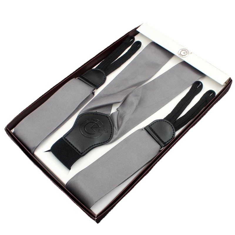 The manufacturer supplies clockwise 6-clip belt, Y-shaped polyester satin ribbon, satin shoulder strap, box-set solid color men's sling belt Item Picture