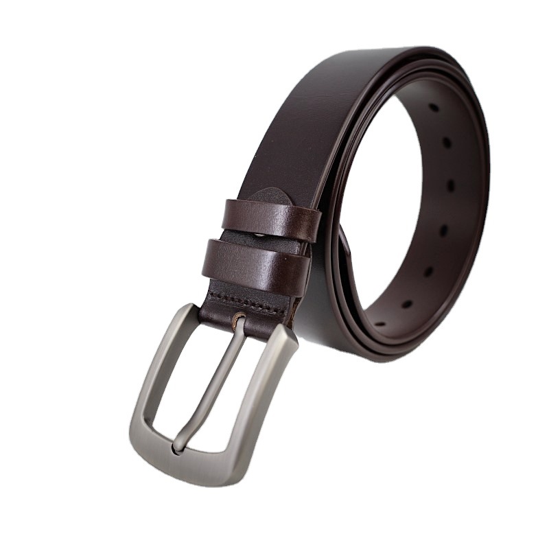 New solid-color casual and individualistic men's leather single-loop fashionable and elegant belt with needle buckle is in stock Item Picture