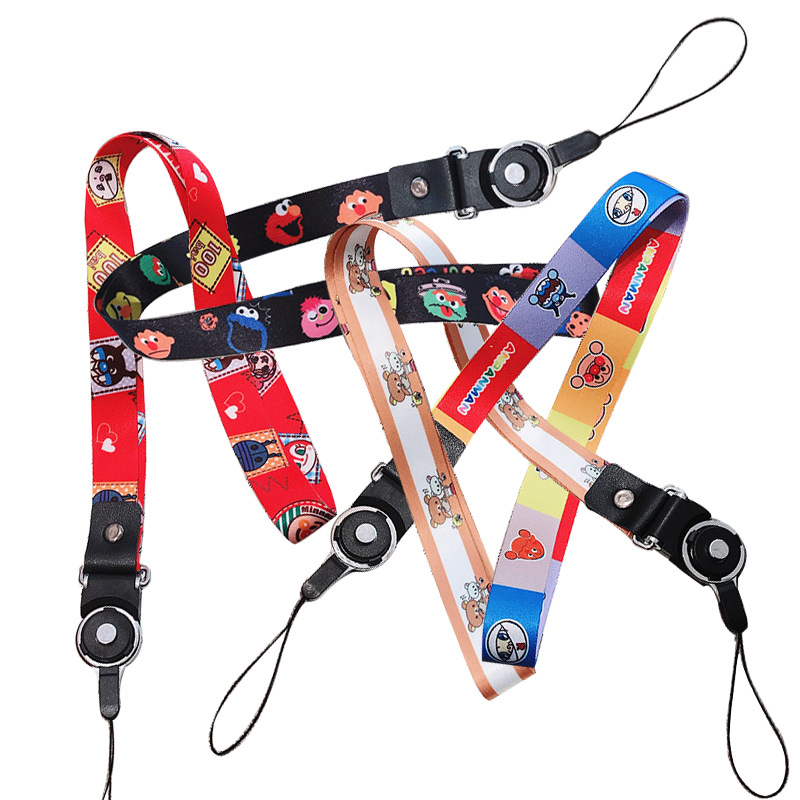 二合一手机挂绳 可拆分旋转潮牌卡通指环扣壳挂绳 织带手机挂绳