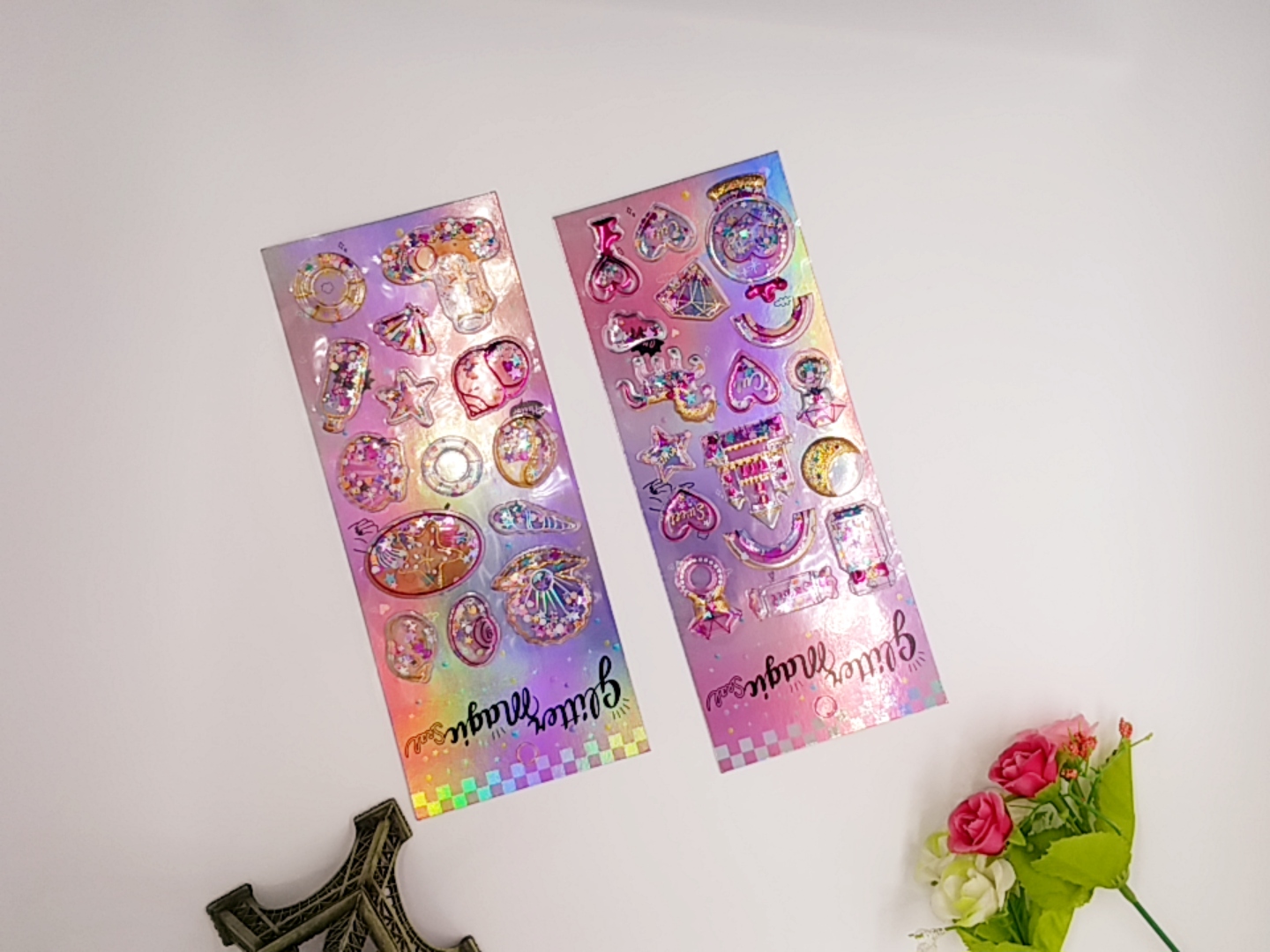 Children's stickers, shiny and gilded rocking stickers, 3d stereoscopic sand stickers, fresh and cute cakes, heart-shaped toys Application Scenario
