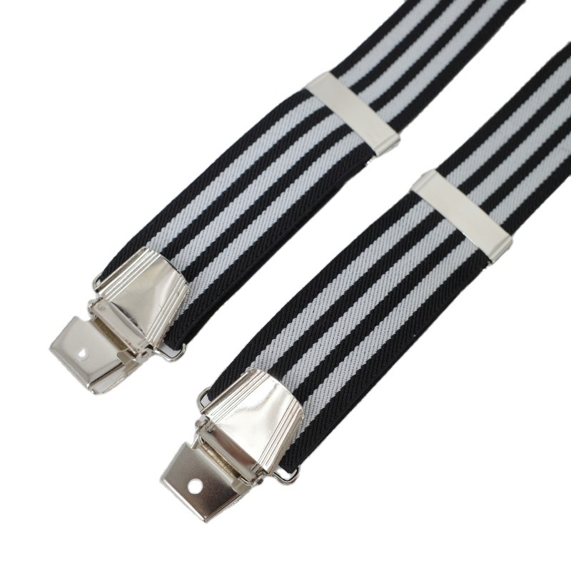 Clockwise British-style casual X-shaped shoulder strap, trendy men's 4-clip hanging belt, adult strong elastic strap details Picture