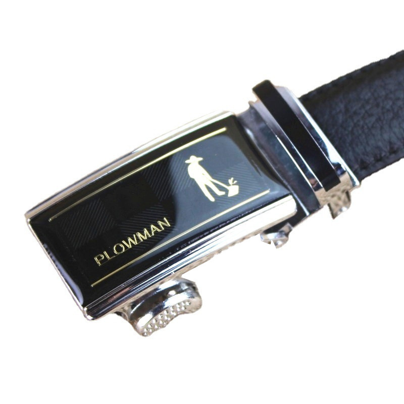 New genuine leather men's belt, automatic buckle, thin cowhide waist belt, fashionable and versatile, cowhide waist accessory manufacturer wholesale Item Picture