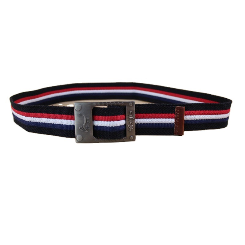 2020 nuevo rayas personalidad casual cinturón placa hebilla metal inglés multi estilo cinturón elástico duradero Item Picture