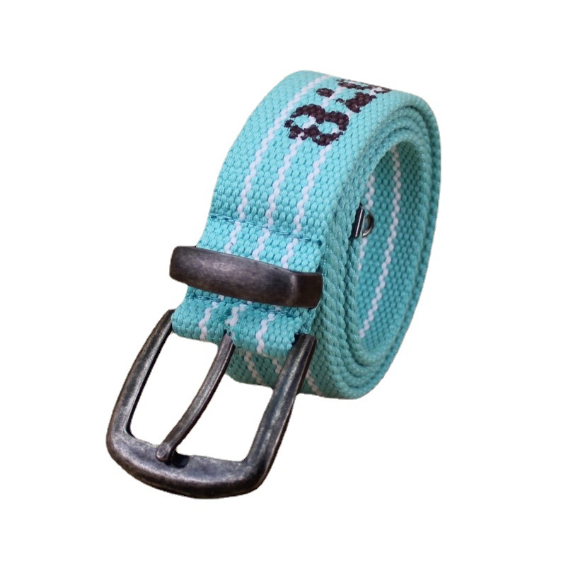 Comfortable polyester-cotton children's woven belt, fashionable and simple fine belt, pin buckle type ordinary belt