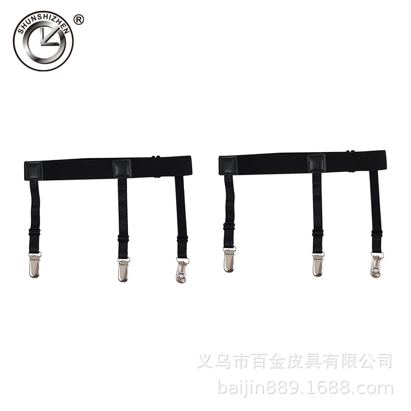 High-quality elastic PU fixed straps, unisex black hosiery straps, fashionable canvas shirt anti-slip hosiery straps details Picture