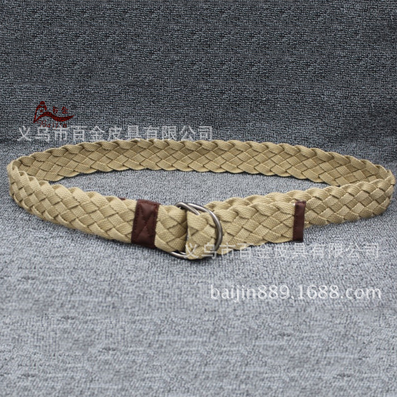 Men's and women's single-loop casual belt, thin polyester-cotton woven belt, thick D-shaped double-loop buckle elastic belt Application Scenario