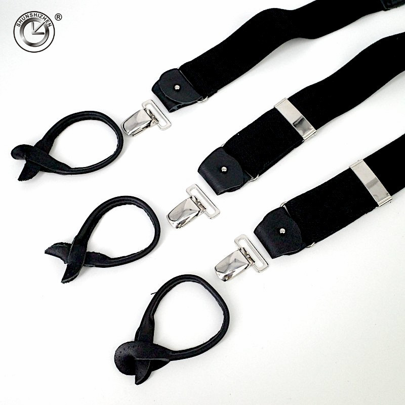 Doble uso en el sentido de las agujas de la cabeza capa de piel de vacuno orejas correas negras lona duradera alta elasticidad elástico correas para hombre Specification image