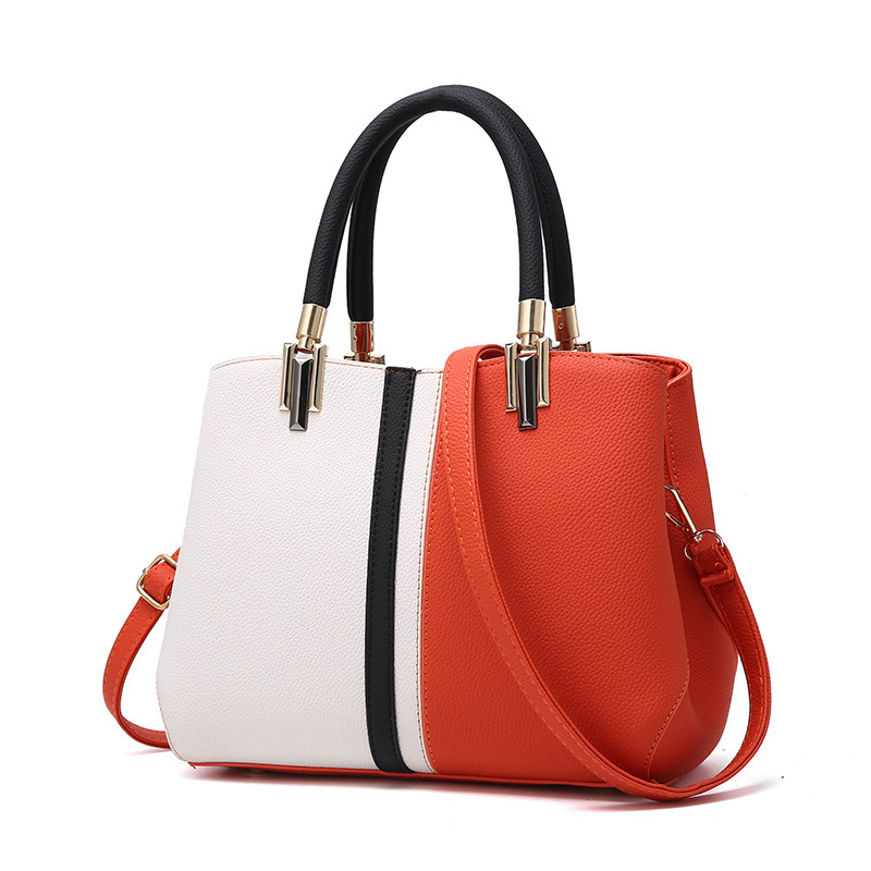 Spring 2021 color-blocking fashionable single-shoulder bags, handbags, casual PU leather bags, and popular women's bags for export - one-piece consignment details Picture