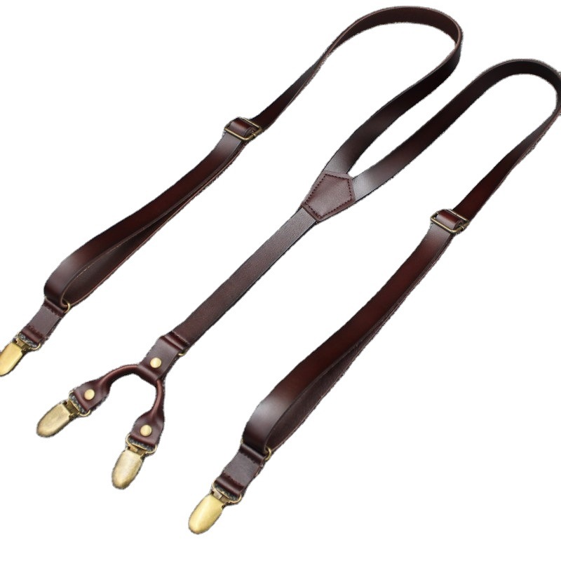 The manufacturer supplies adult clockwise men's and women's genuine leather two-layer halter belts for processing and customizing halter belts and overalls