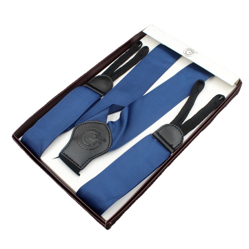 The manufacturer supplies clockwise 6-clip belt, Y-shaped polyester satin ribbon, satin shoulder strap, box-set solid color men's sling belt Application Scenario