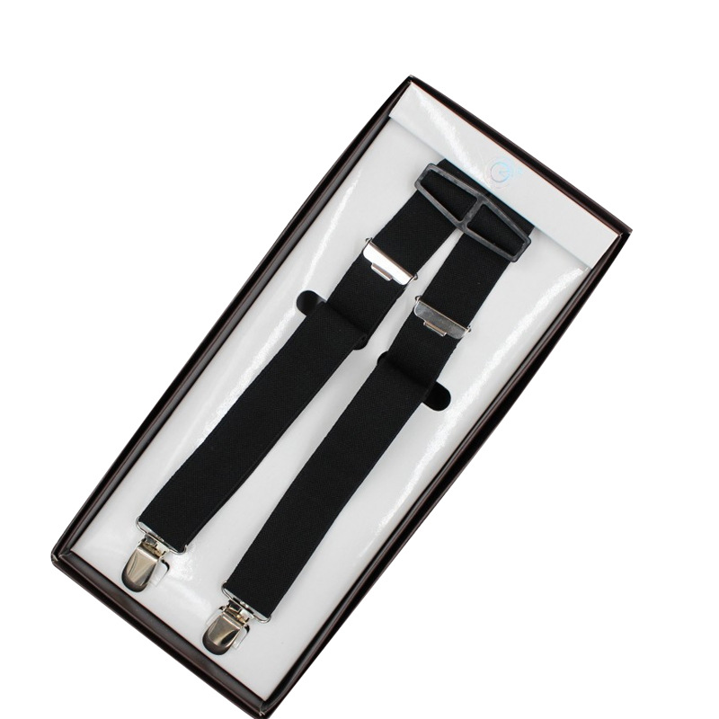 Clockwise four-clip H-shaped adult shoulder strap, elastic iron clip, sturdy and durable black shoulder strap Item Picture