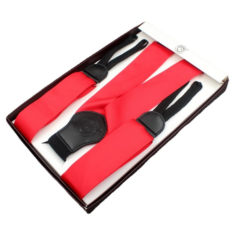 The manufacturer supplies clockwise 6-clip belt, Y-shaped polyester satin ribbon, satin shoulder strap, box-set solid color men's sling belt Specification image
