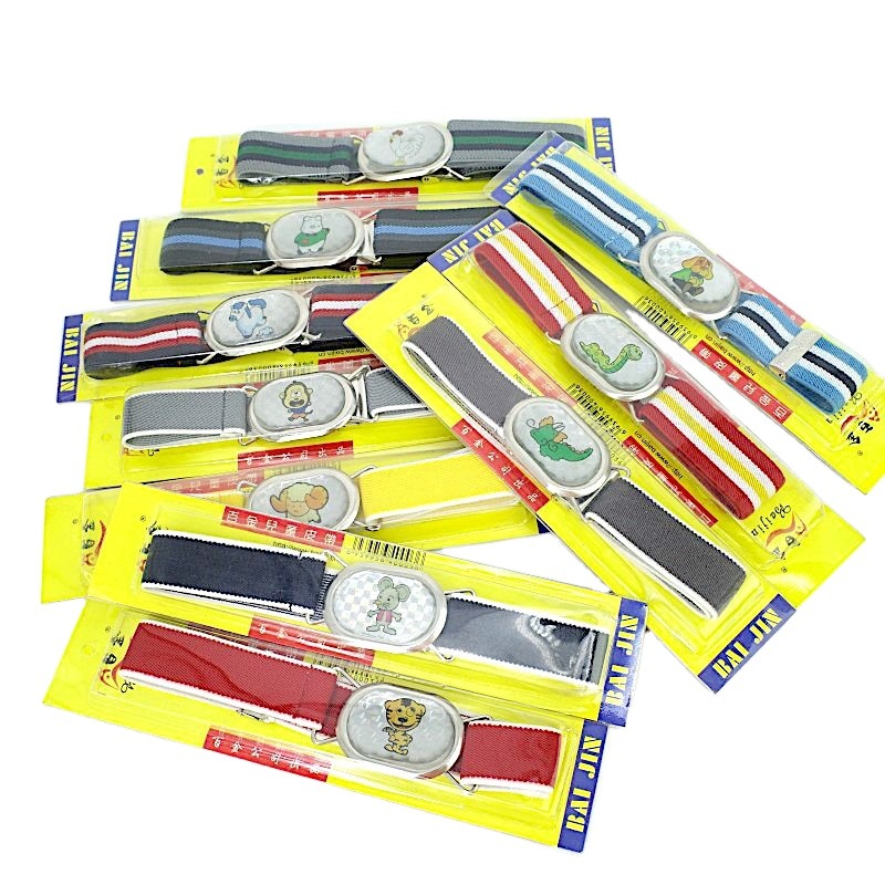 Children's cartoon button-down belt, multi-color single-loop metal adjustable elastic belt, casual and fashionable elastic belt Item Picture