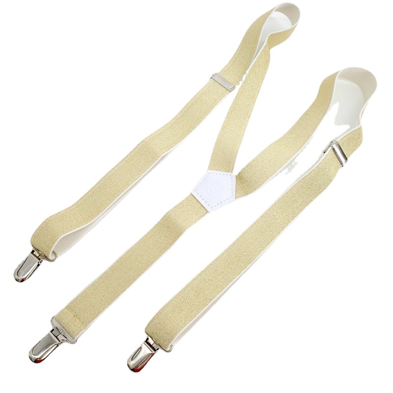 Clockwise, direct supply from the manufacturer, fashionable women's sling belts, gold and silver wire elastic bands for young adults, 3-clip shoulder straps Item Picture
